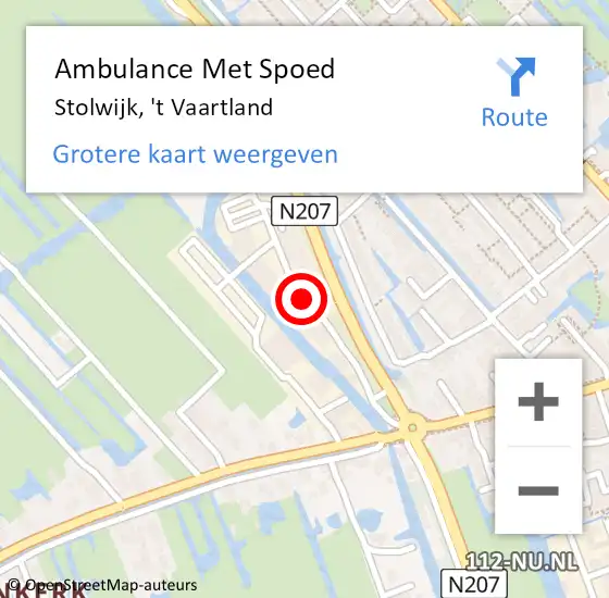 Locatie op kaart van de 112 melding: Ambulance Met Spoed Naar Stolwijk, 't Vaartland op 16 augustus 2016 14:01