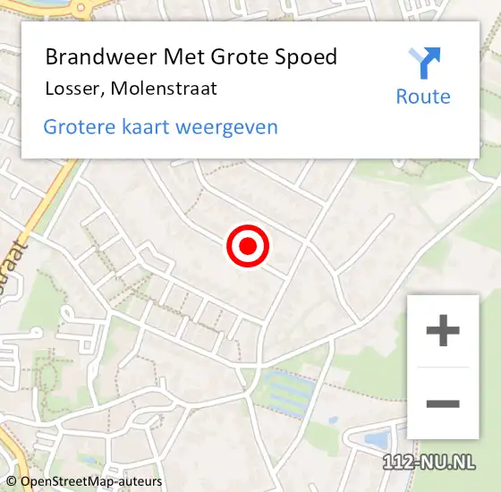 Locatie op kaart van de 112 melding: Brandweer Met Grote Spoed Naar Losser, Molenstraat op 16 augustus 2016 14:46