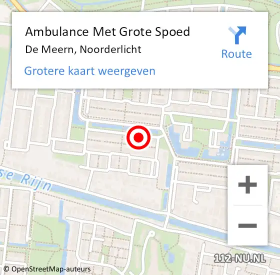 Locatie op kaart van de 112 melding: Ambulance Met Grote Spoed Naar De Meern, Noorderlicht op 16 augustus 2016 15:42