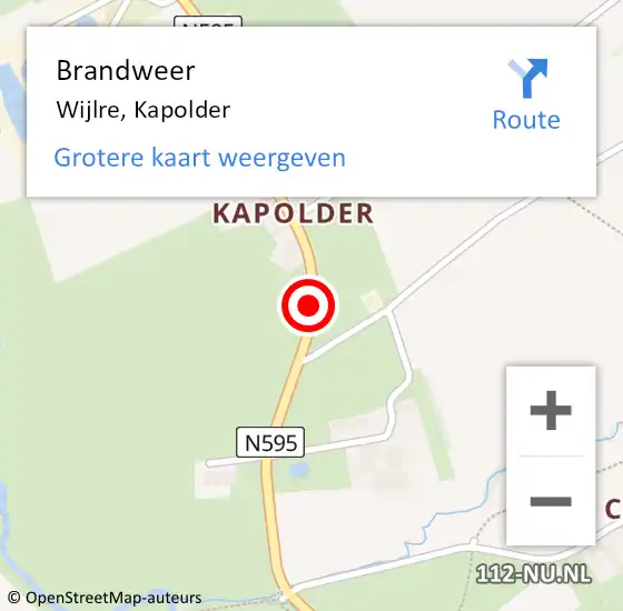 Locatie op kaart van de 112 melding: Brandweer Wijlre, Kapolder op 24 december 2013 09:43