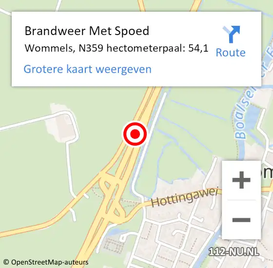 Locatie op kaart van de 112 melding: Brandweer Met Spoed Naar Wommels, N359 hectometerpaal: 54,1 op 16 augustus 2016 16:38