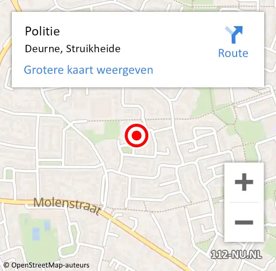 Locatie op kaart van de 112 melding: Politie Deurne, Struikheide op 16 augustus 2016 16:49