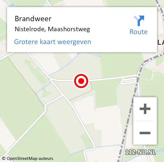 Locatie op kaart van de 112 melding: Brandweer Nistelrode, Maashorstweg op 24 december 2013 09:47