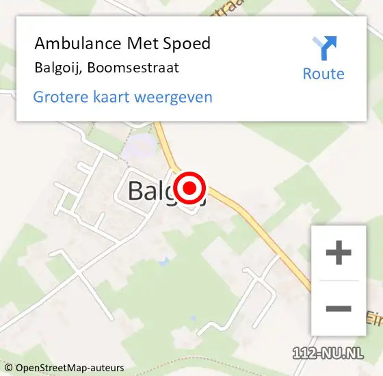 Locatie op kaart van de 112 melding: Ambulance Met Spoed Naar Balgoij, Boomsestraat op 16 augustus 2016 17:36