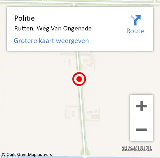 Locatie op kaart van de 112 melding: Politie Rutten, Weg Van Ongenade op 16 augustus 2016 17:50