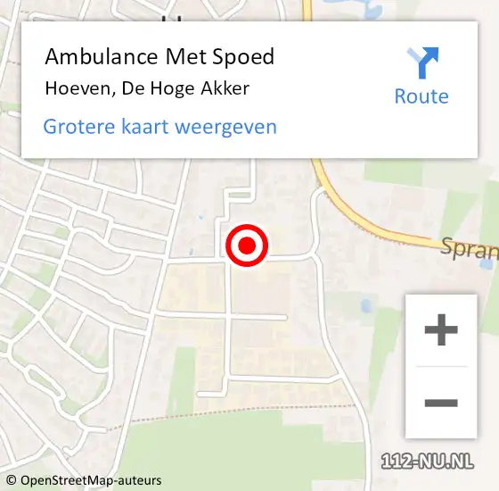 Locatie op kaart van de 112 melding: Ambulance Met Spoed Naar Hoeven, De Hoge Akker op 24 december 2013 09:50