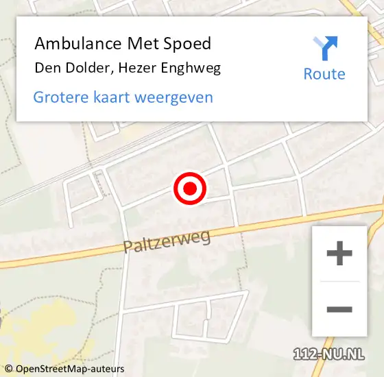 Locatie op kaart van de 112 melding: Ambulance Met Spoed Naar Den Dolder, Hezer Enghweg op 16 augustus 2016 18:16