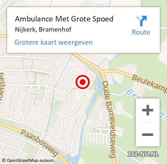 Locatie op kaart van de 112 melding: Ambulance Met Grote Spoed Naar Nijkerk, Bramenhof op 16 augustus 2016 18:34