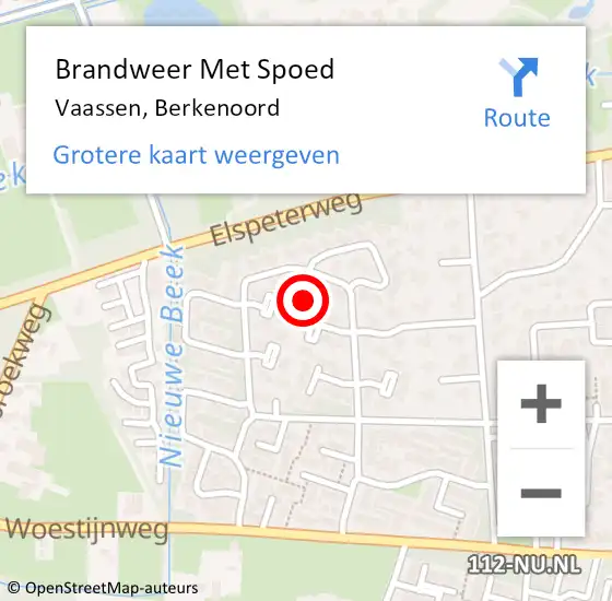 Locatie op kaart van de 112 melding: Brandweer Met Spoed Naar Vaassen, Berkenoord op 24 december 2013 09:52