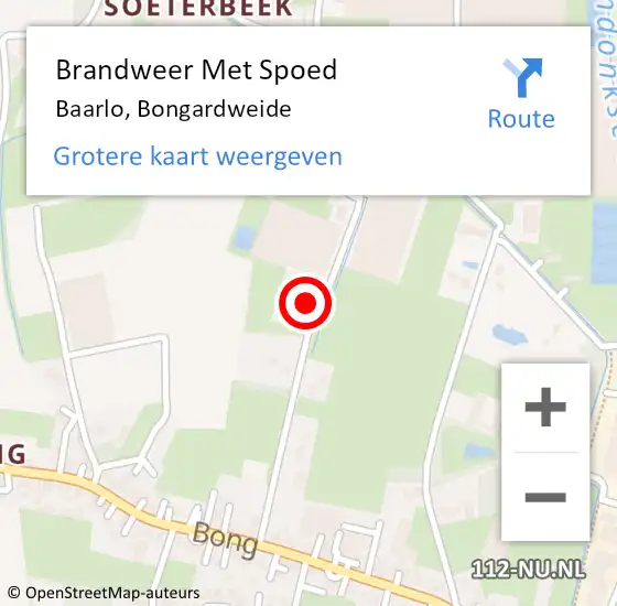 Locatie op kaart van de 112 melding: Brandweer Met Spoed Naar Baarlo, Bongardweide op 16 augustus 2016 20:05