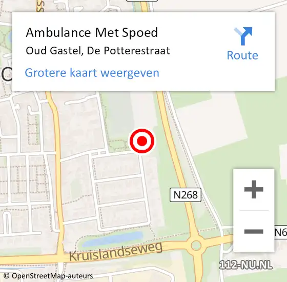 Locatie op kaart van de 112 melding: Ambulance Met Spoed Naar Oud Gastel, De Potterestraat op 16 augustus 2016 20:15