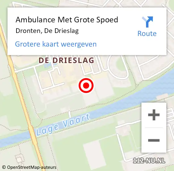 Locatie op kaart van de 112 melding: Ambulance Met Grote Spoed Naar Dronten, De Drieslag op 16 augustus 2016 21:53