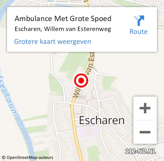 Locatie op kaart van de 112 melding: Ambulance Met Grote Spoed Naar Escharen, Willem van Esterenweg op 16 augustus 2016 22:06
