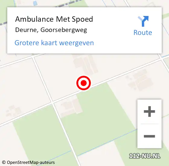 Locatie op kaart van de 112 melding: Ambulance Met Spoed Naar Deurne, Goorsebergweg op 16 augustus 2016 22:10