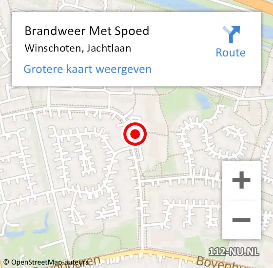 Locatie op kaart van de 112 melding: Brandweer Met Spoed Naar Winschoten, Jachtlaan op 16 augustus 2016 22:55