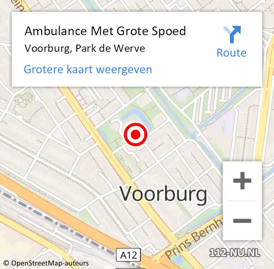 Locatie op kaart van de 112 melding: Ambulance Met Grote Spoed Naar Voorburg, Park de Werve op 17 augustus 2016 09:02