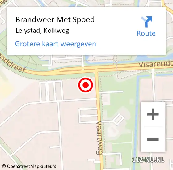 Locatie op kaart van de 112 melding: Brandweer Met Spoed Naar Lelystad, Kolkweg op 17 augustus 2016 09:23