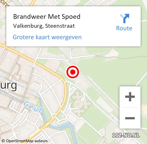 Locatie op kaart van de 112 melding: Brandweer Met Spoed Naar Valkenburg, Steenstraat op 17 augustus 2016 09:33