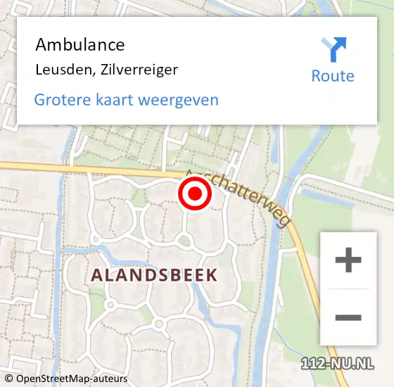 Locatie op kaart van de 112 melding: Ambulance Leusden, Zilverreiger op 17 augustus 2016 09:38