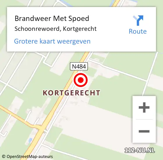 Locatie op kaart van de 112 melding: Brandweer Met Spoed Naar Schoonrewoerd, Kortgerecht op 17 augustus 2016 09:38