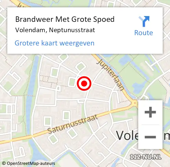 Locatie op kaart van de 112 melding: Brandweer Met Grote Spoed Naar Volendam, Neptunusstraat op 17 augustus 2016 09:46