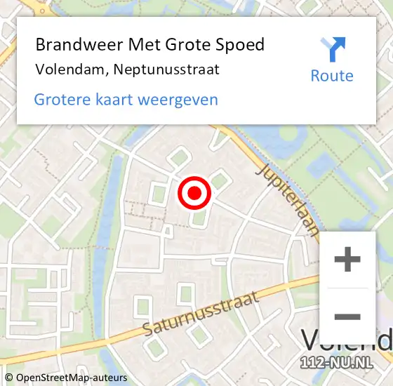 Locatie op kaart van de 112 melding: Brandweer Met Grote Spoed Naar Volendam, Neptunusstraat op 17 augustus 2016 10:15