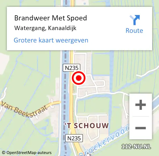 Locatie op kaart van de 112 melding: Brandweer Met Spoed Naar Watergang, Kanaaldijk op 24 december 2013 10:12