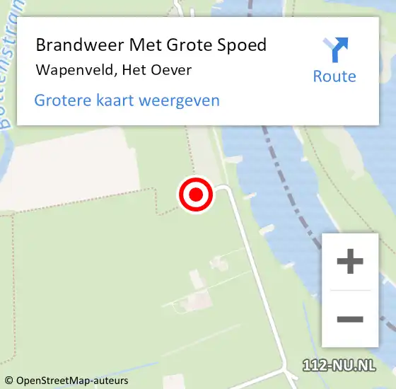 Locatie op kaart van de 112 melding: Brandweer Met Grote Spoed Naar Wapenveld, Het Oever op 17 augustus 2016 11:05