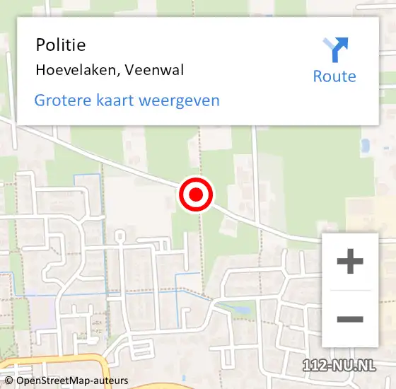 Locatie op kaart van de 112 melding: Politie Hoevelaken, Veenwal op 17 augustus 2016 11:12