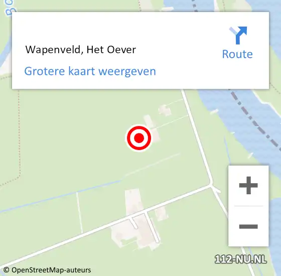 Locatie op kaart van de 112 melding:  Wapenveld, Het Oever op 17 augustus 2016 11:16