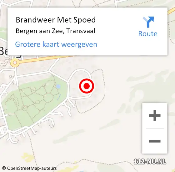 Locatie op kaart van de 112 melding: Brandweer Met Spoed Naar Bergen aan Zee, Transvaal op 17 augustus 2016 13:22