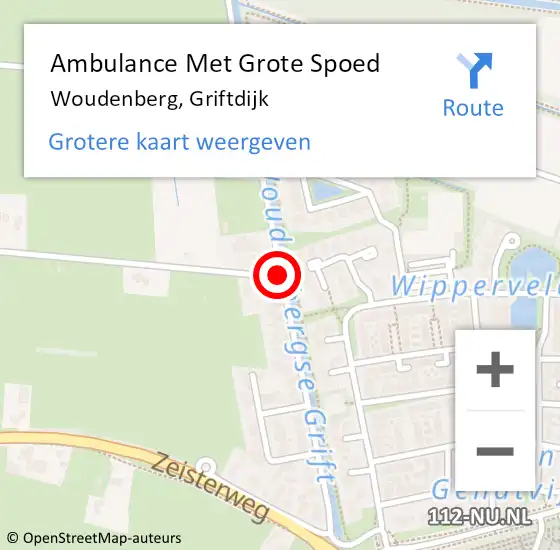 Locatie op kaart van de 112 melding: Ambulance Met Grote Spoed Naar Woudenberg, Griftdijk op 17 augustus 2016 13:43