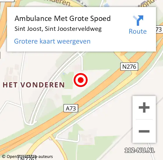 Locatie op kaart van de 112 melding: Ambulance Met Grote Spoed Naar Sint Joost, Sint Joosterveldweg op 17 augustus 2016 14:30