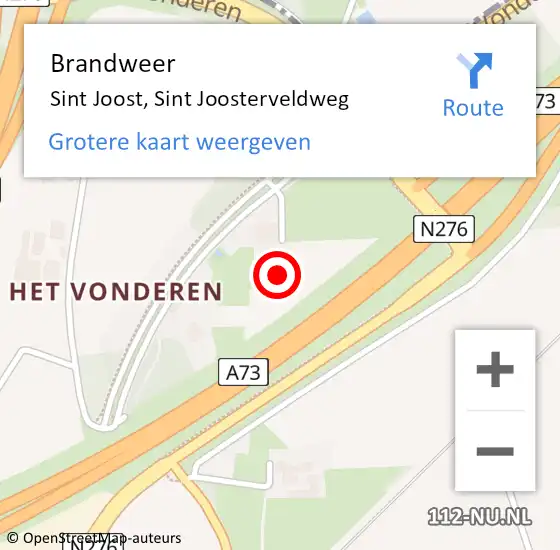 Locatie op kaart van de 112 melding: Brandweer Sint Joost, Sint Joosterveldweg op 17 augustus 2016 14:30