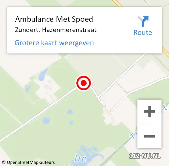 Locatie op kaart van de 112 melding: Ambulance Met Spoed Naar Zundert, Hazenmerenstraat op 17 augustus 2016 14:52