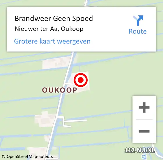 Locatie op kaart van de 112 melding: Brandweer Geen Spoed Naar Nieuwer ter AA, Oukoop op 17 augustus 2016 16:11