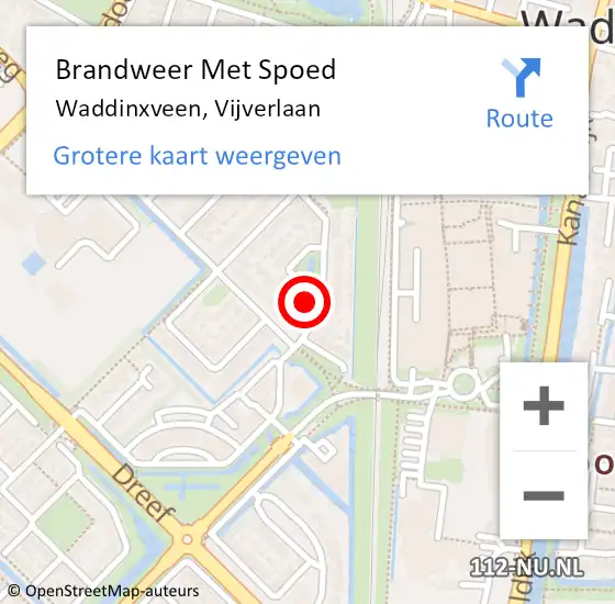 Locatie op kaart van de 112 melding: Brandweer Met Spoed Naar Waddinxveen, Vijverlaan op 24 december 2013 10:29