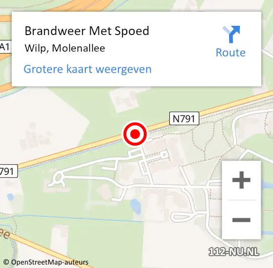 Locatie op kaart van de 112 melding: Brandweer Met Spoed Naar Wilp, Molenallee op 17 augustus 2016 16:42
