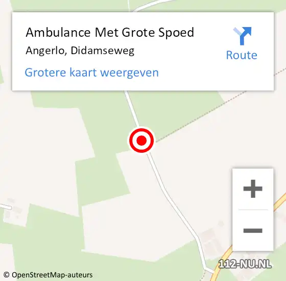 Locatie op kaart van de 112 melding: Ambulance Met Grote Spoed Naar Angerlo, Didamseweg op 17 augustus 2016 16:51