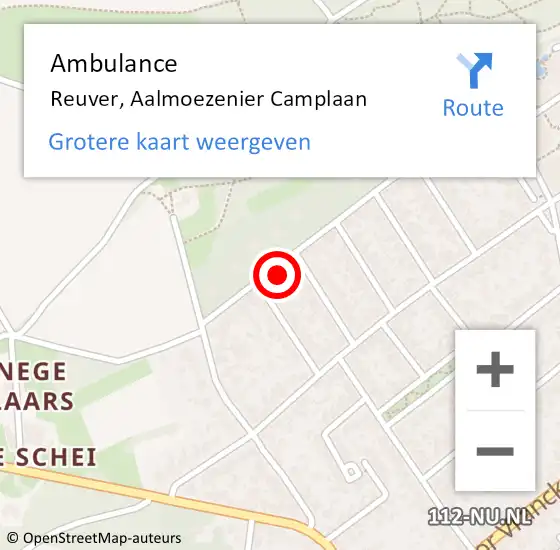 Locatie op kaart van de 112 melding: Ambulance Reuver, Aalmoezenier Camplaan op 24 december 2013 10:30