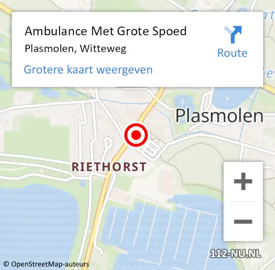 Locatie op kaart van de 112 melding: Ambulance Met Grote Spoed Naar Plasmolen, Witteweg op 17 augustus 2016 17:07