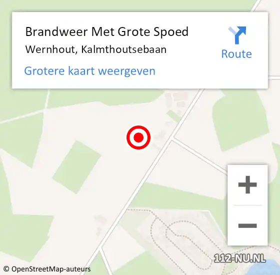 Locatie op kaart van de 112 melding: Brandweer Met Grote Spoed Naar Wernhout, Kalmthoutsebaan op 17 augustus 2016 17:28