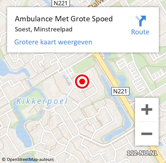 Locatie op kaart van de 112 melding: Ambulance Met Grote Spoed Naar Soest, Minstreelpad op 17 augustus 2016 18:40
