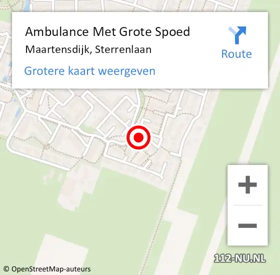 Locatie op kaart van de 112 melding: Ambulance Met Grote Spoed Naar Maartensdijk, Sterrenlaan op 17 augustus 2016 18:53