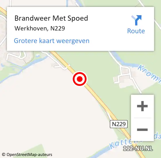 Locatie op kaart van de 112 melding: Brandweer Met Spoed Naar Werkhoven, N229 hectometerpaal: 11,0 op 24 december 2013 10:36