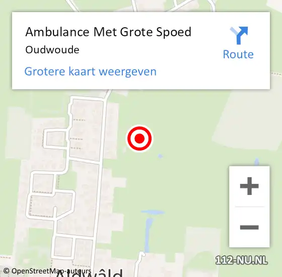 Locatie op kaart van de 112 melding: Ambulance Met Grote Spoed Naar Oudwoude op 17 augustus 2016 19:04