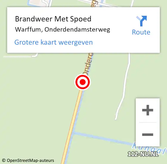 Locatie op kaart van de 112 melding: Brandweer Met Spoed Naar Warffum, Onderdendamsterweg op 17 augustus 2016 19:32