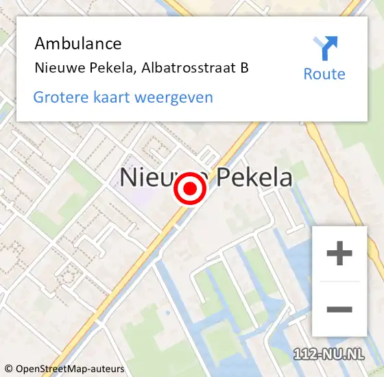 Locatie op kaart van de 112 melding: Ambulance Nieuwe Pekela, Albatrosstraat B op 17 augustus 2016 20:18