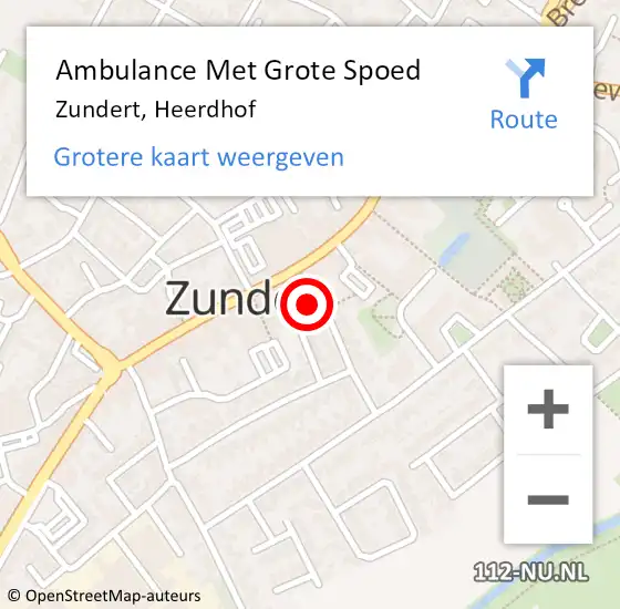 Locatie op kaart van de 112 melding: Ambulance Met Grote Spoed Naar Zundert, Heerdhof op 17 augustus 2016 21:18