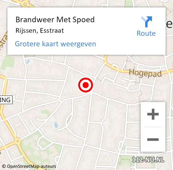 Locatie op kaart van de 112 melding: Brandweer Met Spoed Naar Rijssen, Esstraat op 17 augustus 2016 21:42